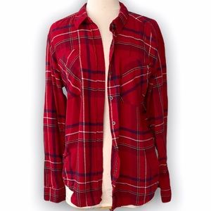Kendall & Kylie Red Flannel Boyfriend Plaid Shirt